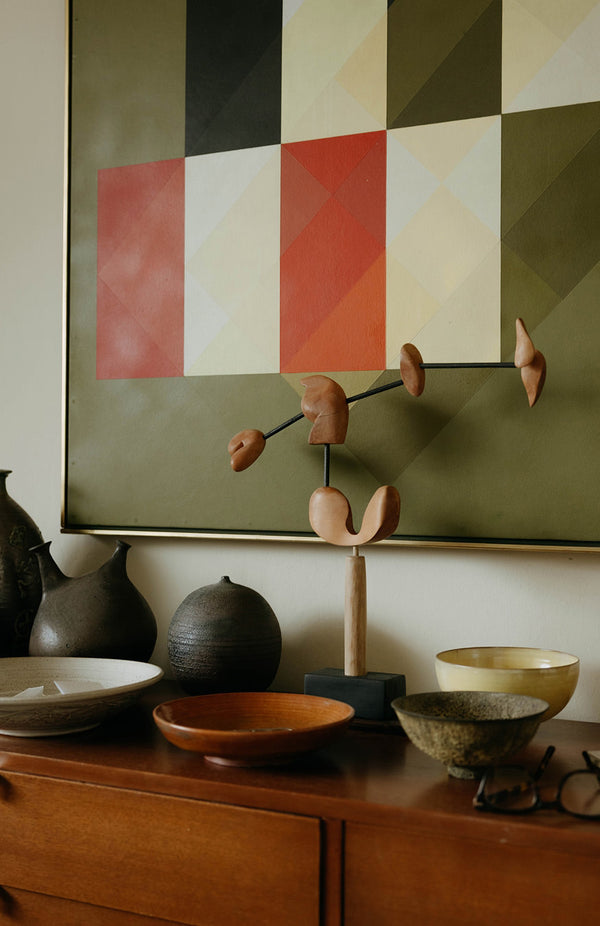 Collection of bowls and art in Jeff Farnsworth's home