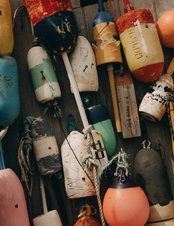 Buoys hanging on the wall