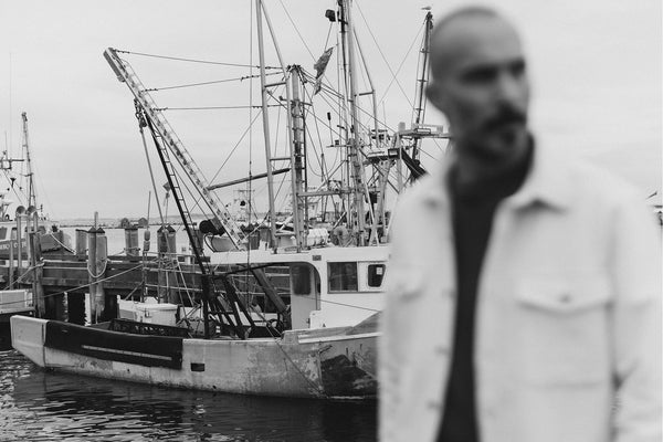 Black and white image of the dock