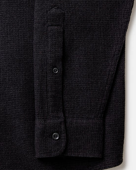 material shot of the cuff on The Jack in Coal Waffle, Wovens by Taylor Stitch