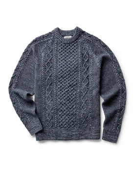 flatlay of The Orr Sweater in Marled Marine Merino, Knits by Taylor Stitch