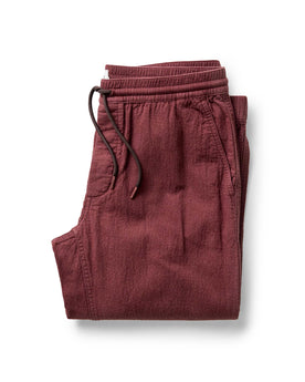 folded flatlay of The Apres Pant in Burgundy Double Cloth, Bottoms by Taylor Stitch