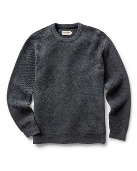 flatlay of The Sidecountry Crew in Heather Graphite Merino Waffle, Knits by Taylor Stitch