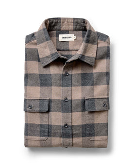 folded flatlay of The Yosemite Shirt in Heather Sable Buffalo Check, Wovens by Taylor Stitch