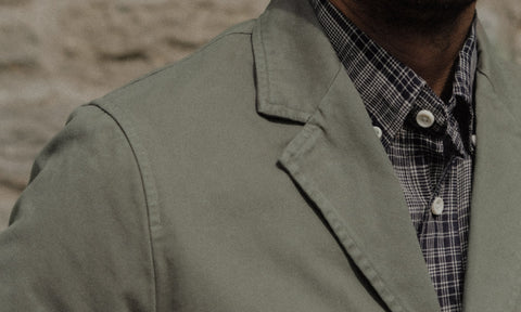 Leon showing off The Foundation Sportcoat in Smoked Olive Twill