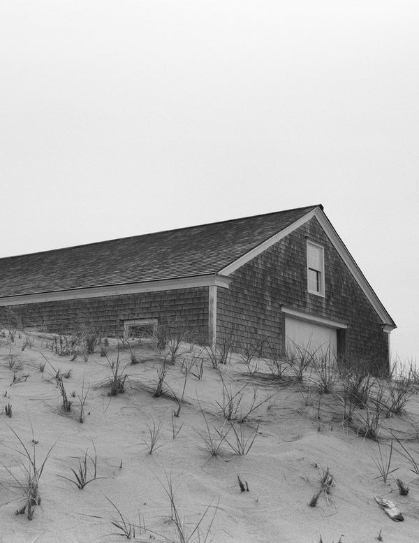 Black and white image of a cabin in Wellfleet