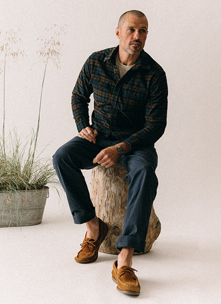 Model wearing The Yosemite Shirt, by Taylor Stitch